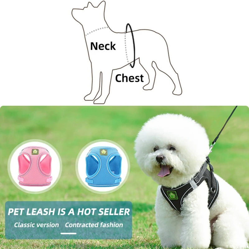 Pet Dog Harness Leash Set Breathable Fabric Cat Dog Leash Adjustable Pet Harness Vest For Small Large Dog Cat Pet Supplies