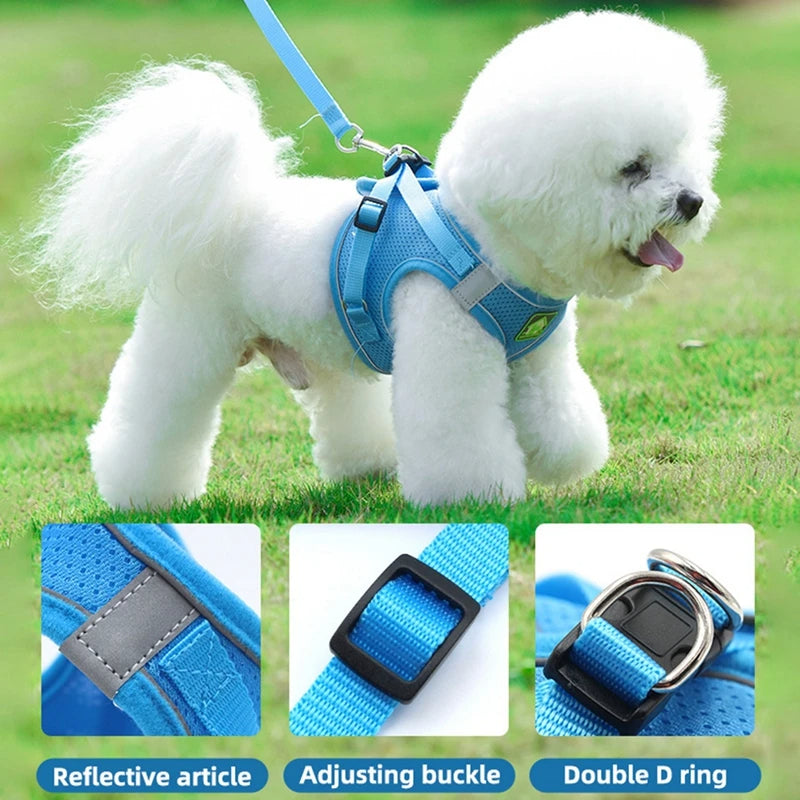 Pet Dog Harness Leash Set Breathable Fabric Cat Dog Leash Adjustable Pet Harness Vest For Small Large Dog Cat Pet Supplies